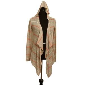 American Rag Cie beige striped open front Hoodie cardigan S